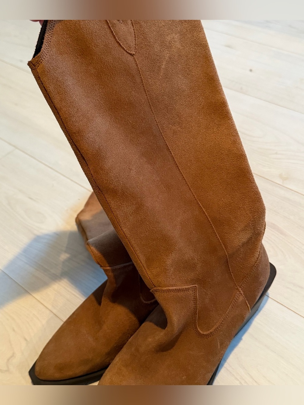 Bianco Tan Suede Mid-Calf Heeled Boots 41 - Picture 3 of 8